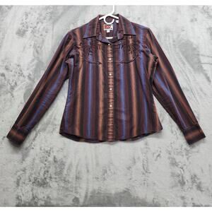 Panhandle Slim B&D Brooks & Dunn Collection Pearl Snap Shirt Women's S Striped